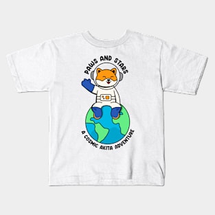 Paws and stars a cosmic akita adventure Kids T-Shirt